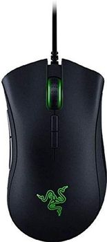 Black wireless gaming mouse with green accent highlights