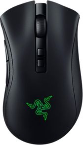 Black wired gaming mouse with green accent highlights