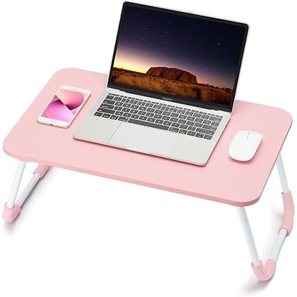 Ruxury Folding Lap Desk Laptop Stand Bed Desk Table Tray, Breakfast Serving Tray, Portable &amp; Lightweight Mini Table, Lap Tablet Desk for Sofa Couch Floor - Pink