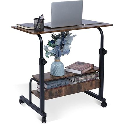 Computer-Desk Office-Desk, Small-Folding Gaming-Laptop Home-Office Desks for Small Spaces, Writing Study Desk Table with Storage for Home Bedroom, Adjustable Height 32×16×25-36 inches