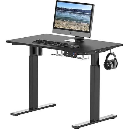 SHW Memory Preset Electric Height Adjustable Standing Desk, 40 x 24 Inches, Black